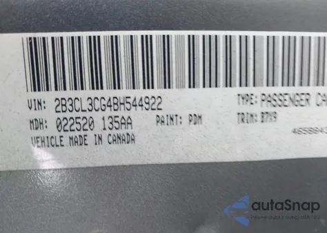 2011 Dodge Charger from USA, damaged, VIN 2B3CL3CG4BH544922